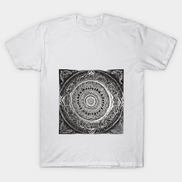 Intricate Mandala Artwork in Monochrome No. 901 T-Shirt by cornelliusy